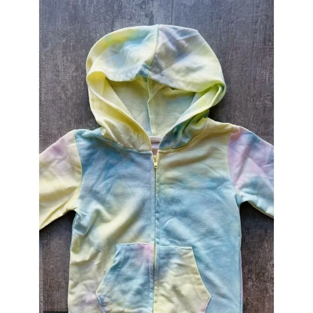 Los Angeles Boutique Tie Dye One Piece Outfit Jumpsuit Romper Boho Cute Hood 24M